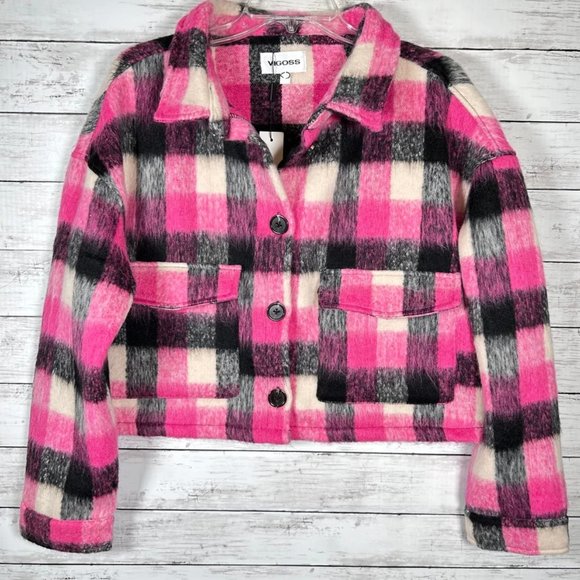 Vigoss Plaid Crop Shacket (M) - Picture 2 of 6